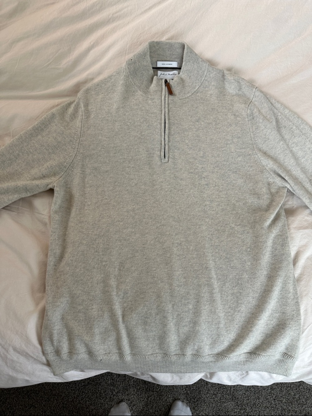 John W. Nordstrom Light Gray Half-Zip Sweater